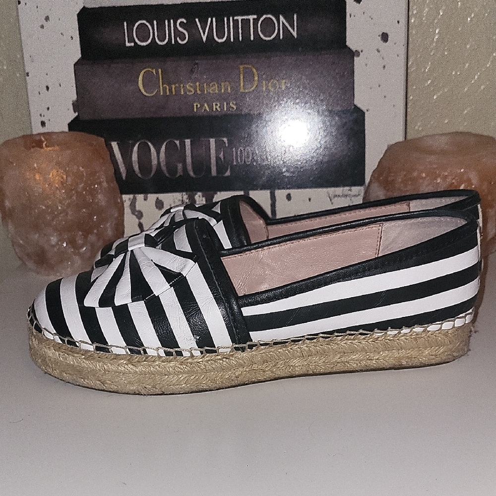 Kate Spade Black and White Striped Espadrilles - Picture 6 of 9